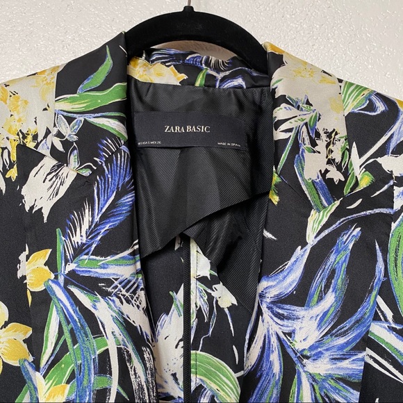 Zara Basic Flowing Printed Floral Blazer Sz Small - Picture 4 of 11